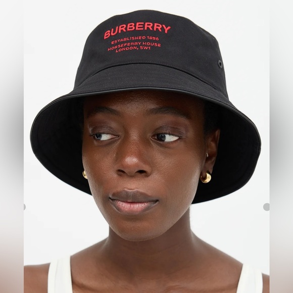 Burberry Accessories - Burberry Logo Cotton Leather Bucket Hat